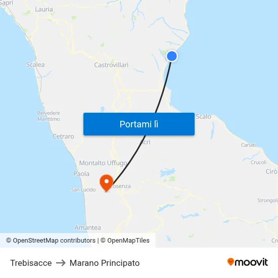 Trebisacce to Marano Principato map