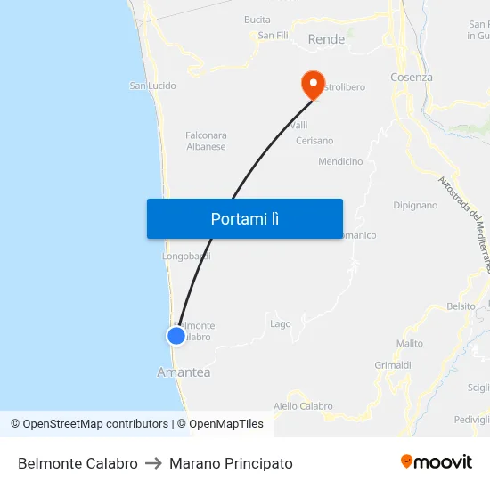 Belmonte Calabro to Marano Principato map