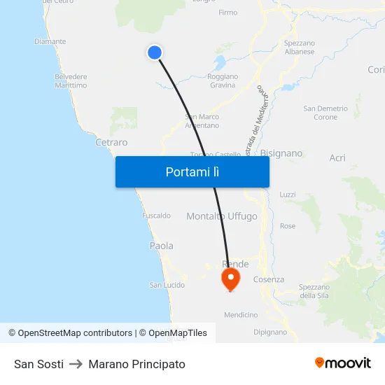 San Sosti to Marano Principato map