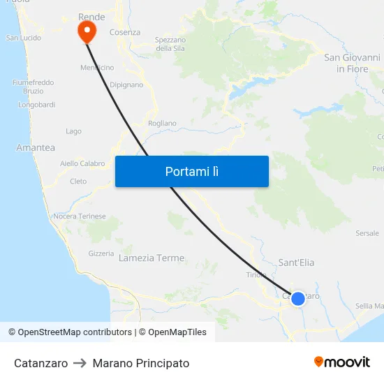 Catanzaro to Marano Principato map