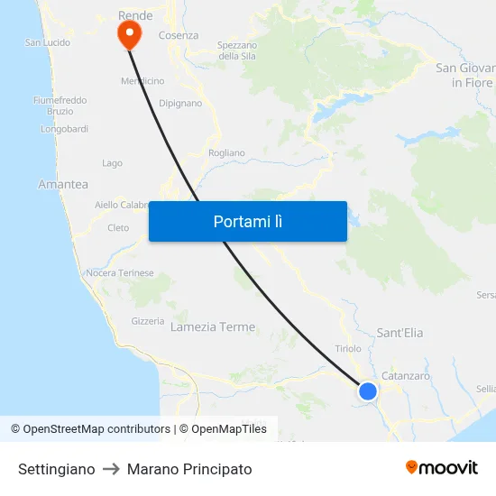 Settingiano to Marano Principato map