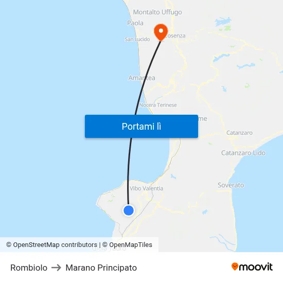 Rombiolo to Marano Principato map