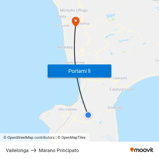 Vallelonga to Marano Principato map