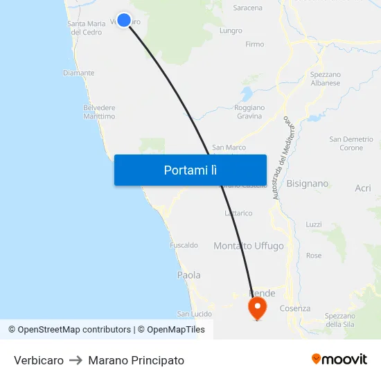 Verbicaro to Marano Principato map