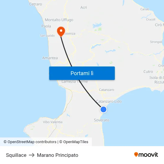 Squillace to Marano Principato map