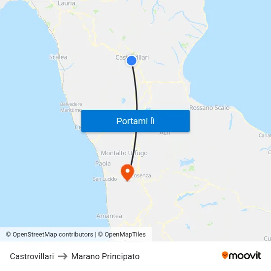 Castrovillari to Marano Principato map