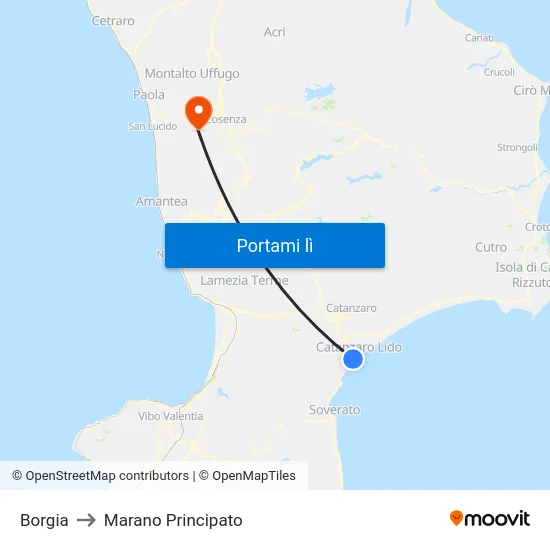 Borgia to Marano Principato map