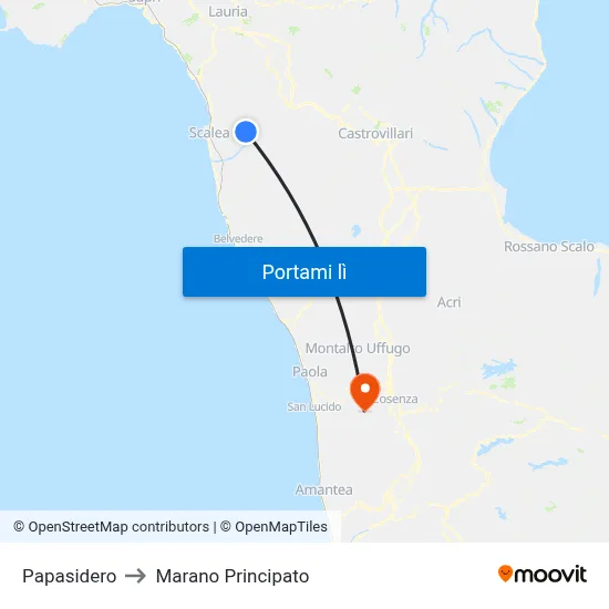 Papasidero to Marano Principato map