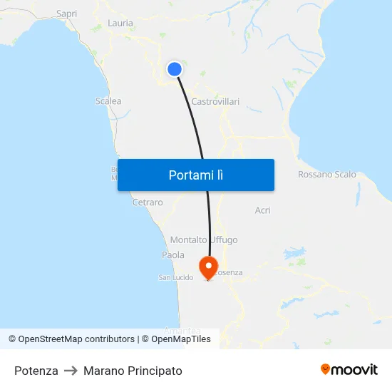 Potenza to Marano Principato map