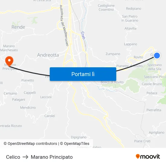 Celico to Marano Principato map