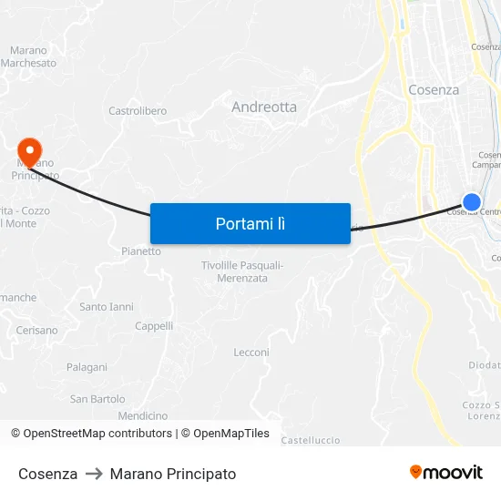 Cosenza to Marano Principato map