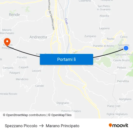 Spezzano Piccolo to Marano Principato map
