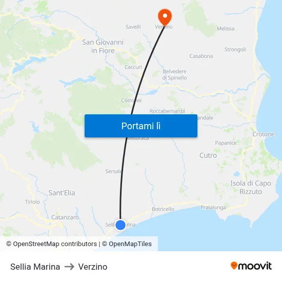 Sellia Marina to Verzino map