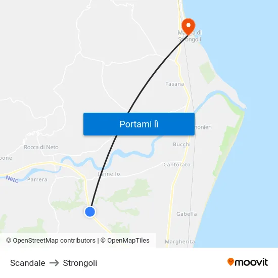 Scandale to Strongoli map