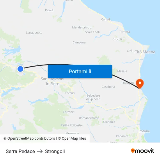 Serra Pedace to Strongoli map