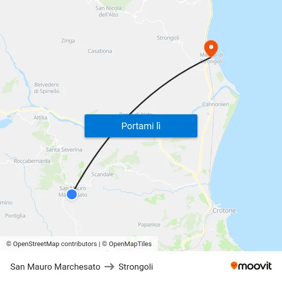 San Mauro Marchesato to Strongoli map
