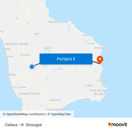 Cellara to Strongoli map