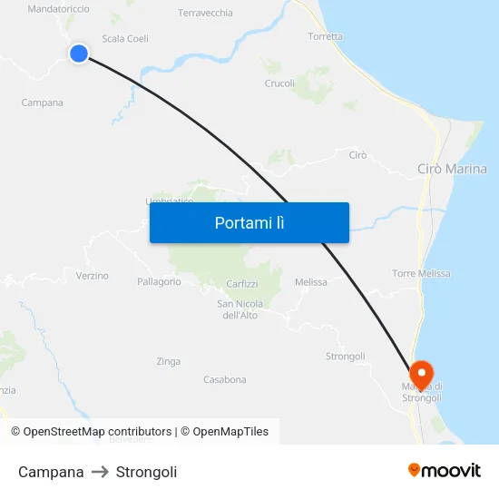 Campana to Strongoli map