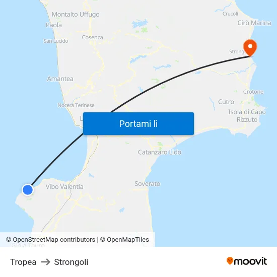 Tropea to Strongoli map