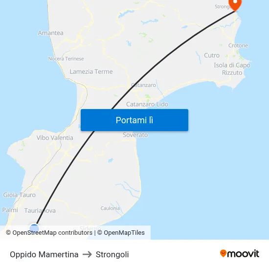 Oppido Mamertina to Strongoli map