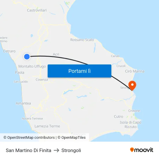 San Martino Di Finita to Strongoli map
