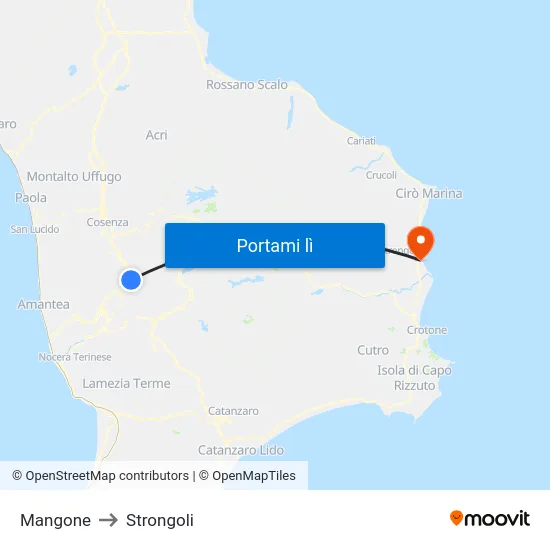 Mangone to Strongoli map