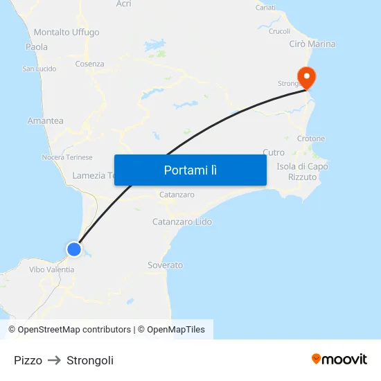 Pizzo to Strongoli map