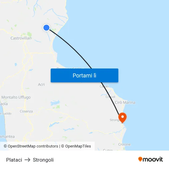 Plataci to Strongoli map