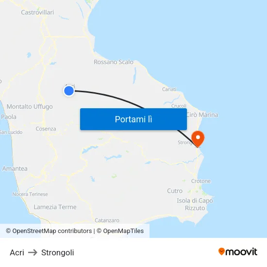 Acri to Strongoli map