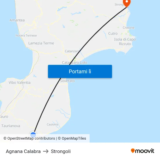 Agnana Calabra to Strongoli map