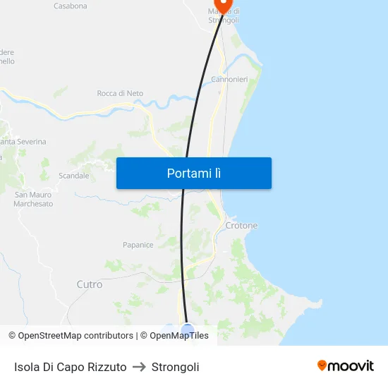 Isola Di Capo Rizzuto to Strongoli map