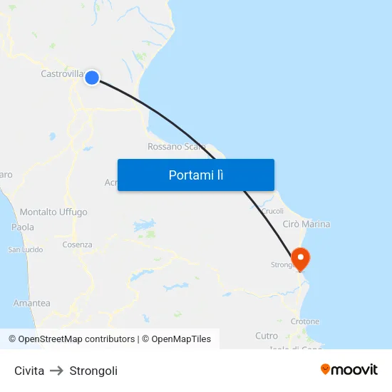 Civita to Strongoli map
