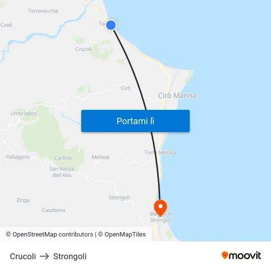 Crucoli to Strongoli map