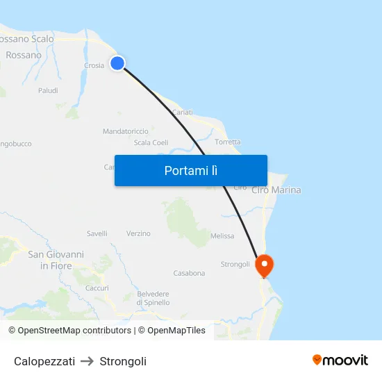 Calopezzati to Strongoli map