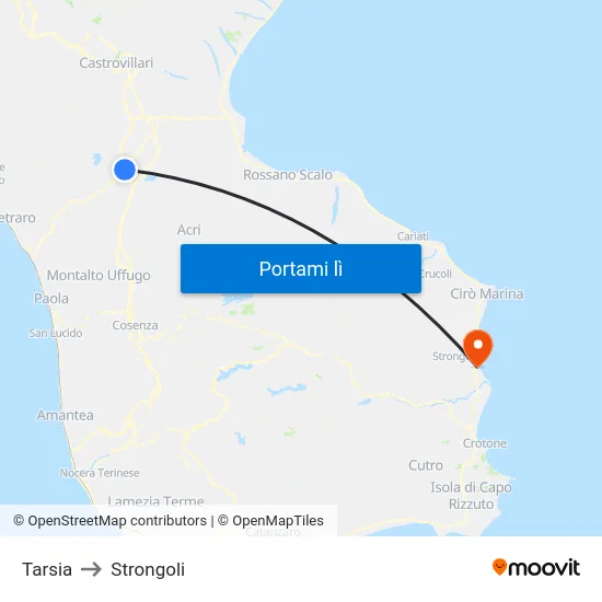 Tarsia to Strongoli map