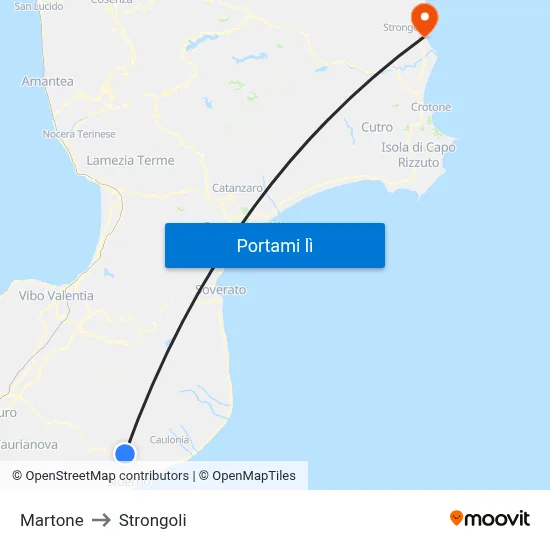 Martone to Strongoli map