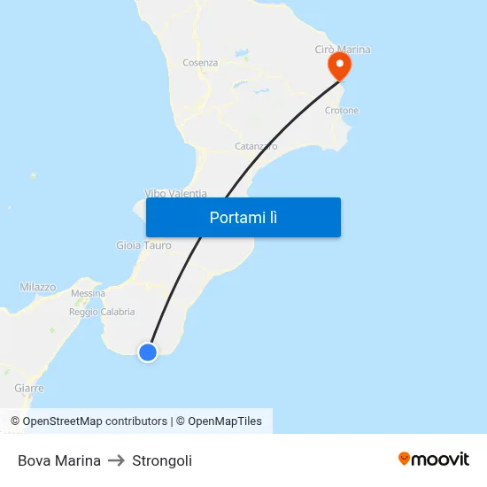 Bova Marina to Strongoli map
