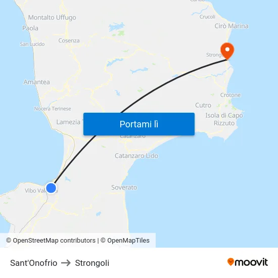 Sant'Onofrio to Strongoli map