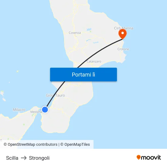 Scilla to Strongoli map