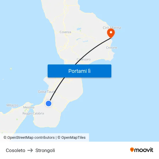 Cosoleto to Strongoli map