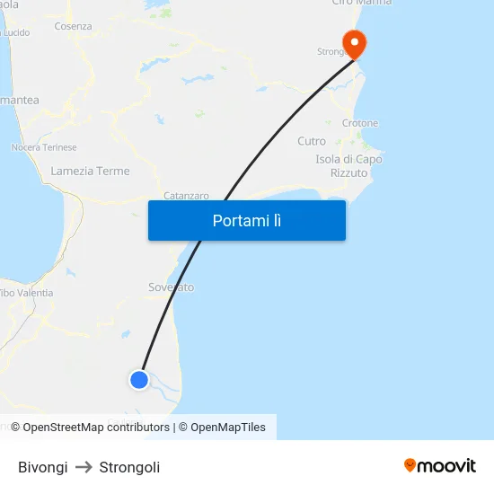 Bivongi to Strongoli map