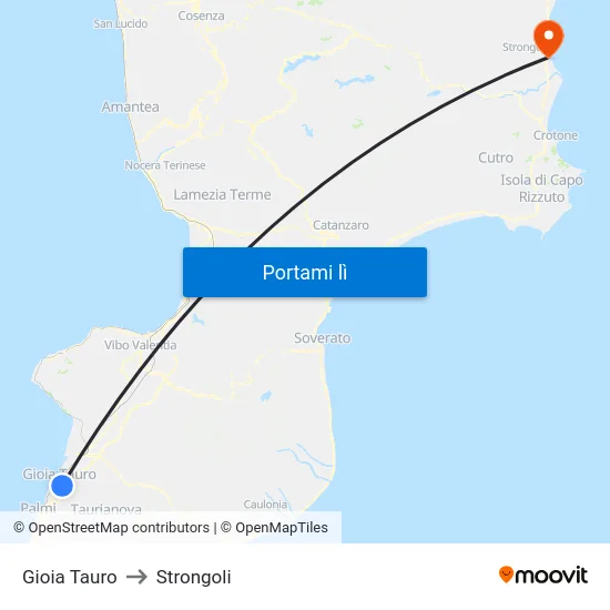 Gioia Tauro to Strongoli map