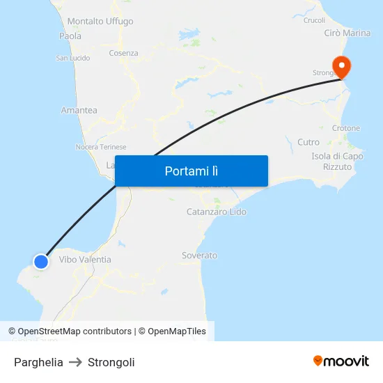 Parghelia to Strongoli map