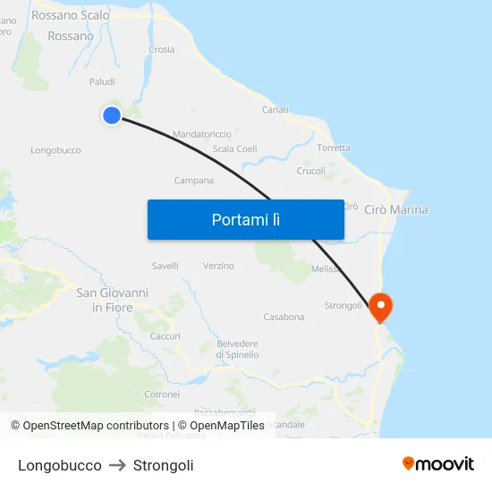 Longobucco to Strongoli map