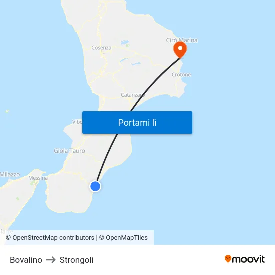 Bovalino to Strongoli map