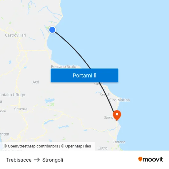 Trebisacce to Strongoli map
