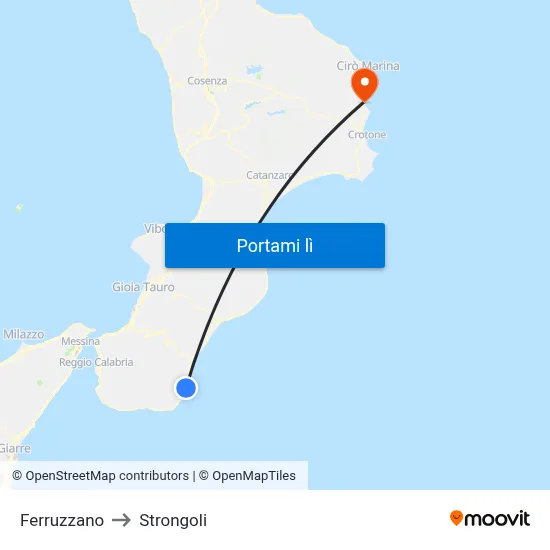Ferruzzano to Strongoli map