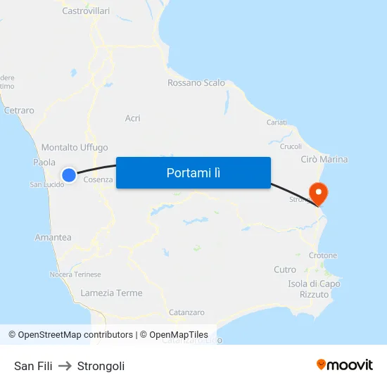 San Fili to Strongoli map