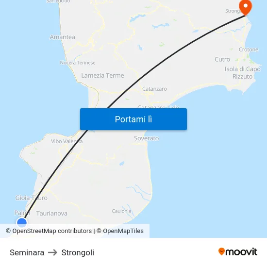 Seminara to Strongoli map