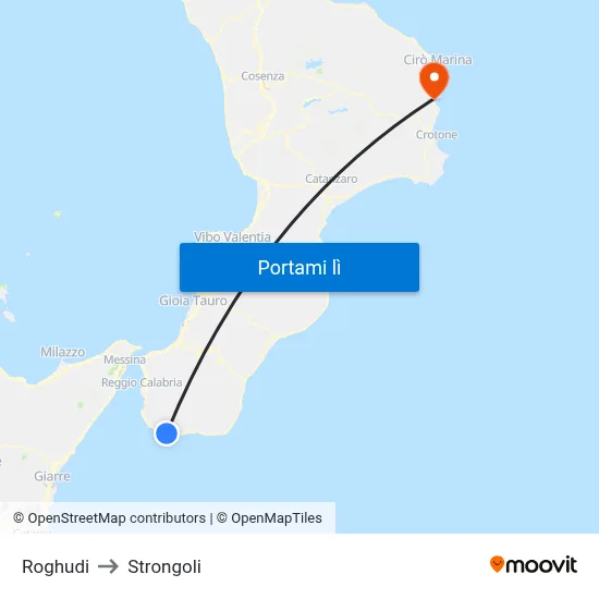 Roghudi to Strongoli map